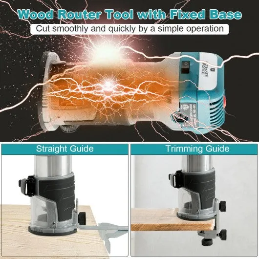 1.25HP Palm Router Kit Variable Speed Woodworking with Dusthood