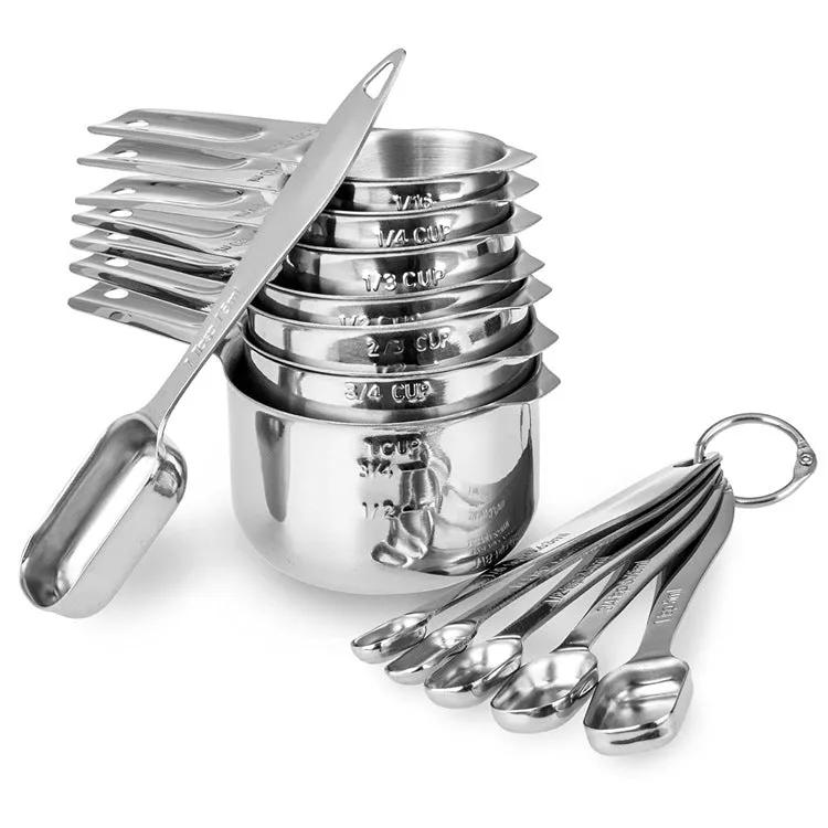 13-Piece Stainless Steel Measuring Cup and Spoon Set -