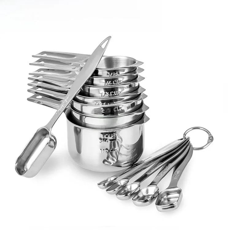 13-Piece Stainless Steel Measuring Cup and Spoon Set -