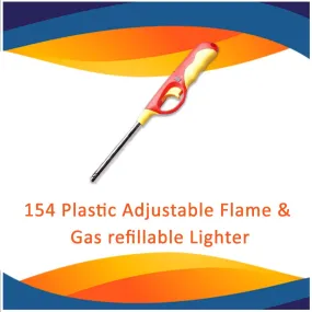 154 Plastic Adjustable Flame & Gas refillable Lighter (Multicolour)