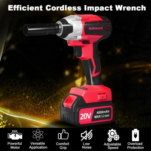 20V Cordless Impact Wrench Brushless with 4.0 AH Battery