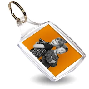 A5 Rectangular Blank Plastic Photo Insert Keyring - 45 x 35mm - Pack of 50