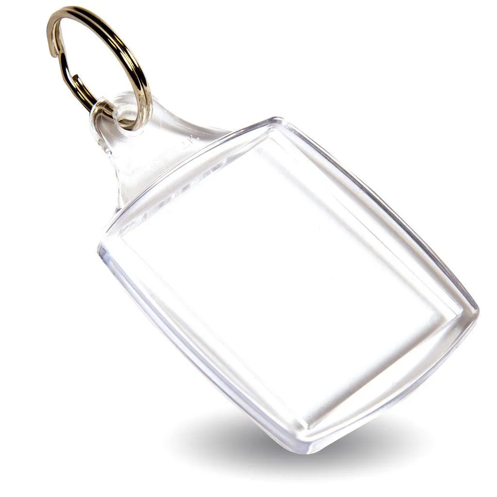 A5 Rectangular Blank Plastic Photo Insert Keyring - 45 x 35mm - Pack of 50