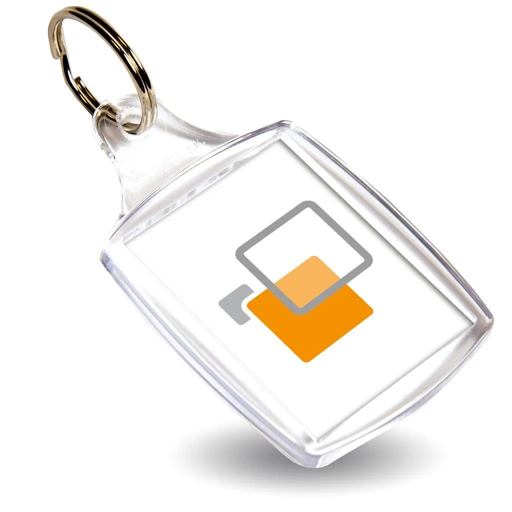 A5 Rectangular Blank Plastic Photo Insert Keyring - 45 x 35mm - Pack of 50