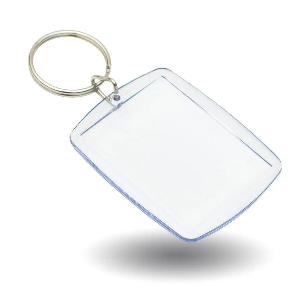 A7 Rectangular Blank Plastic Photo Insert Keyring - 45 x 35mm - Individually Bagged  - Pack of 10