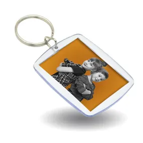 A7 Rectangular Blank Plastic Photo Insert Keyring - 45 x 35mm - Individually Bagged  - Pack of 10