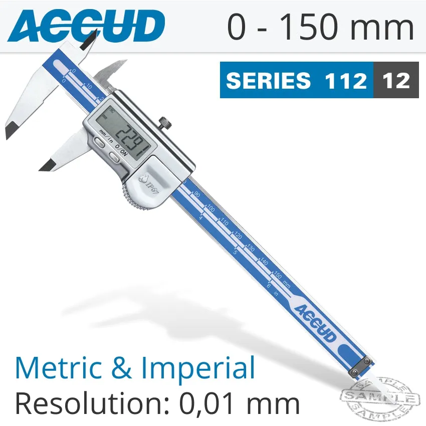 Accud Dig. Caliper 150Mm 0.03Mm Acc. Ip67 Level 0.01Mm Res.