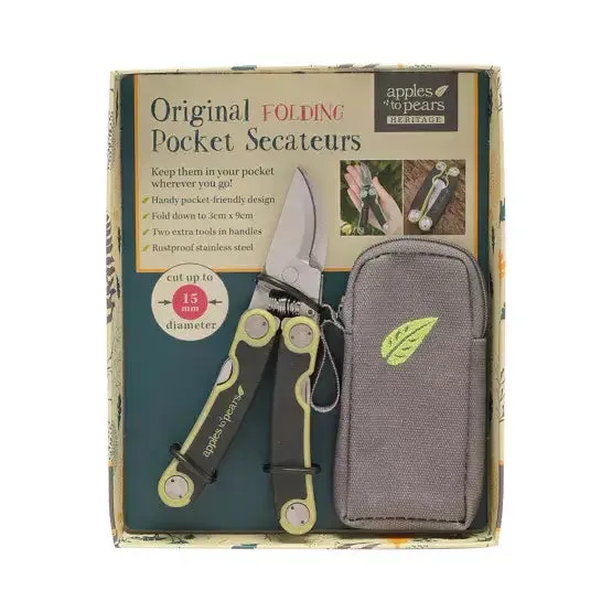 Apples To Pears Original Folding Pocket Secateurs - Various Colours Available