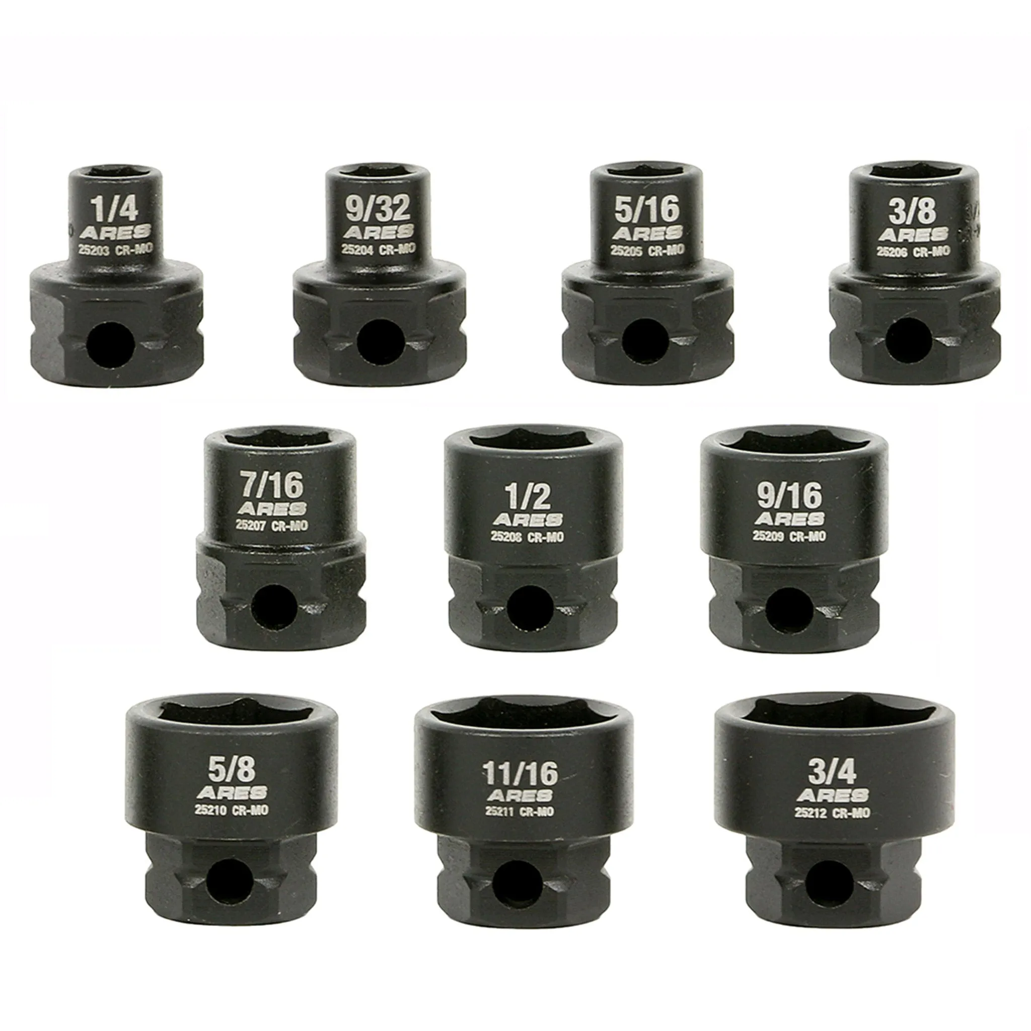 ARES 29019 - 10-Piece 3/8-Inch Drive SAE Low Profile Nano Impact Socket Set