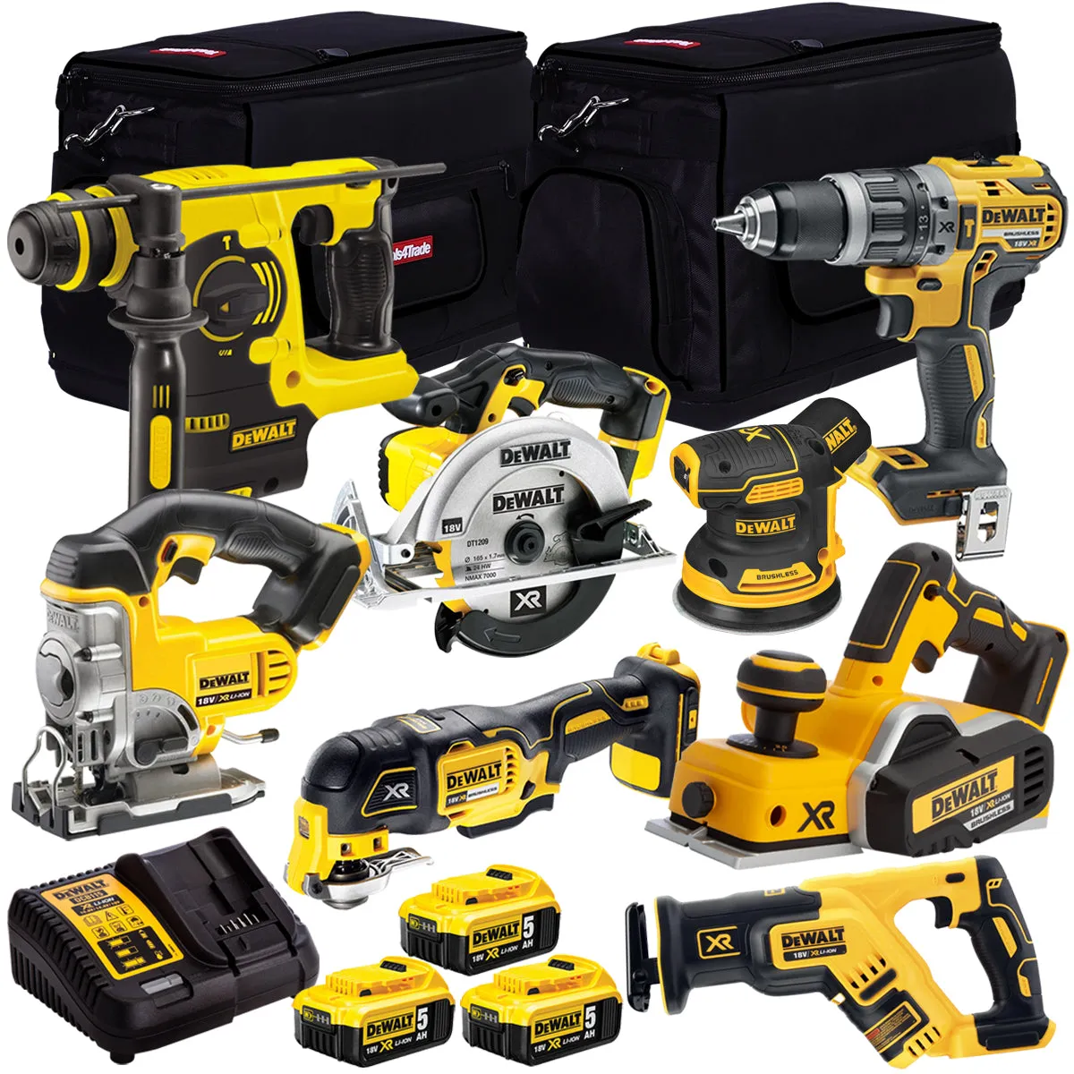 Dewalt 18V 8 Piece Cordless Combo Kit with 3 x 5.0Ah Battery & Charger T4TKIT-9879