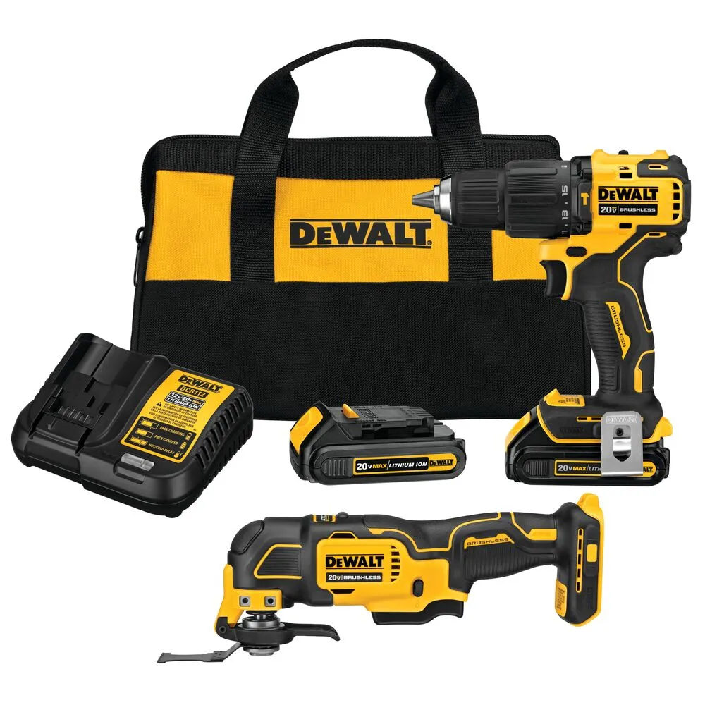 DeWALT DCK224C2 20V ATOMIC MAX 1/2" Brushless Drill/Driver and Multi-Tool Kit