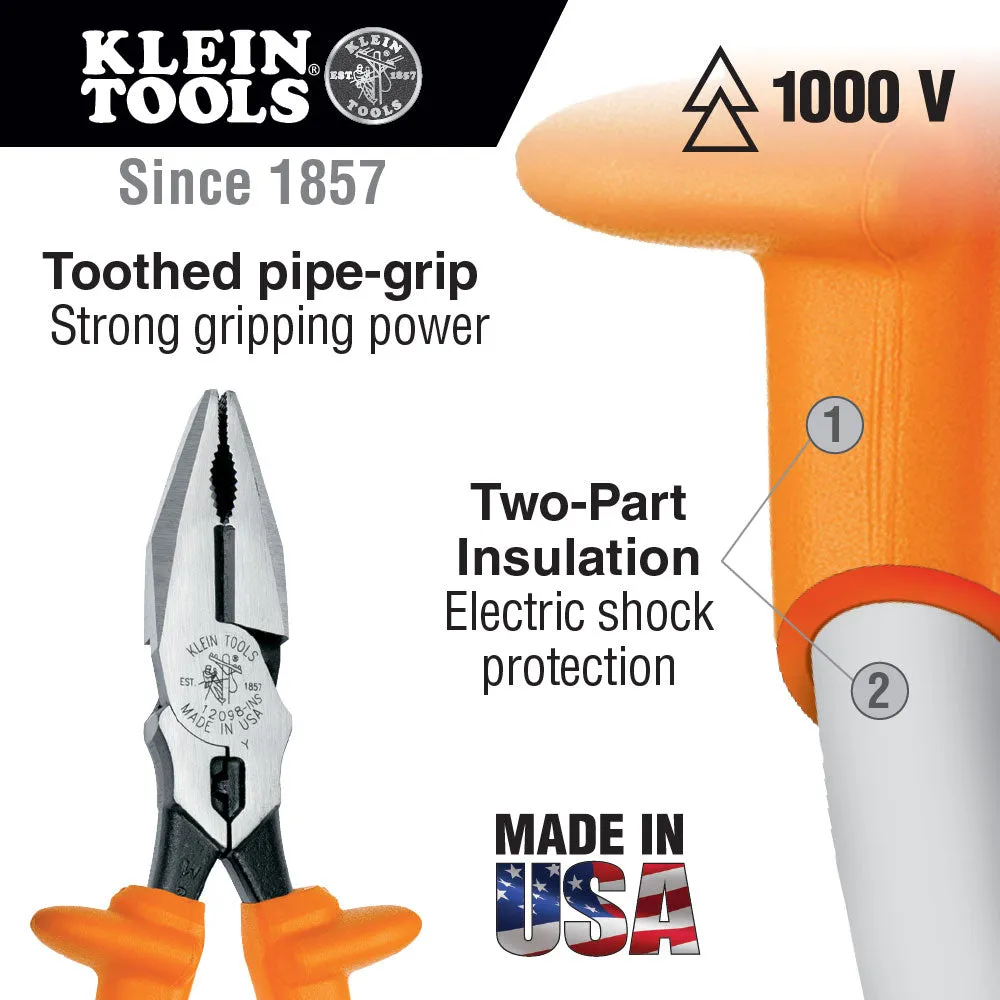 Klein Tools 12098-INS Insulated Universal Combination Pliers, 8"