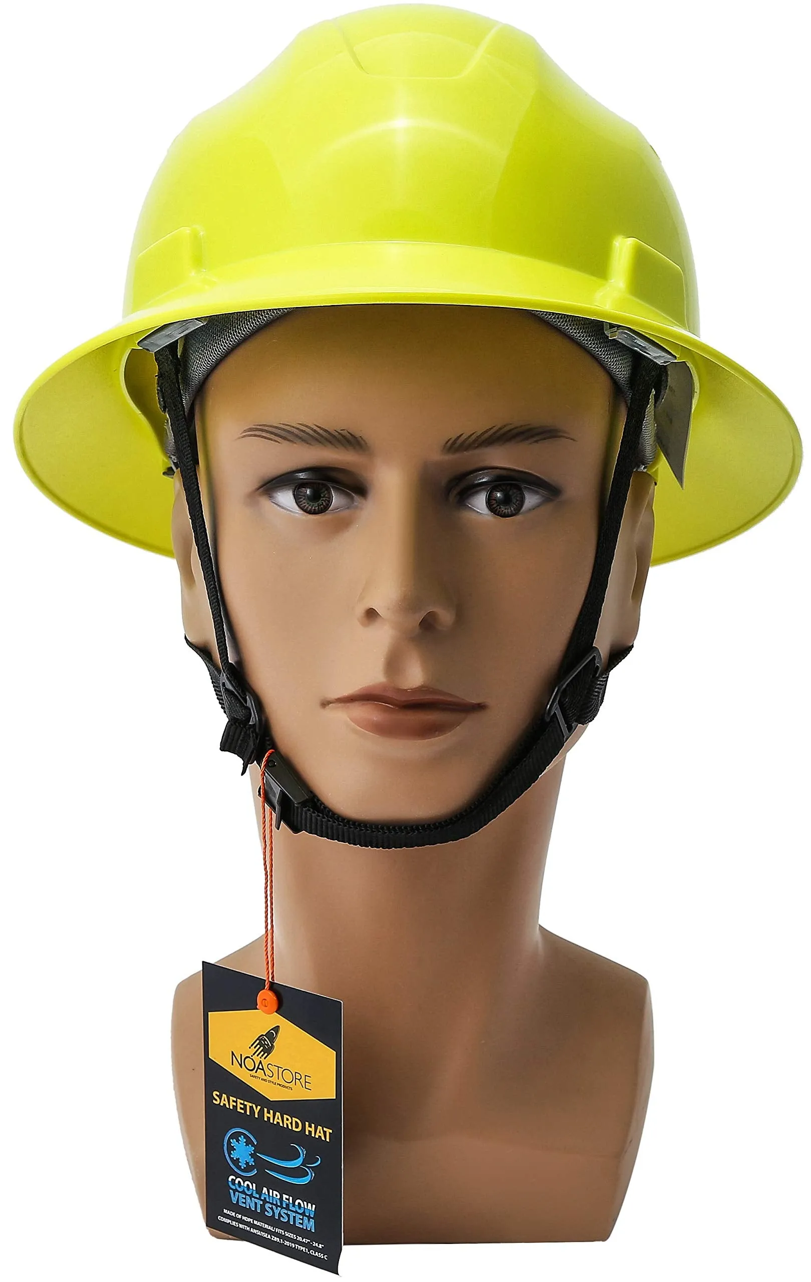 Noa Store HDPE Lime Full Brim Hard Hat with Fas-trac