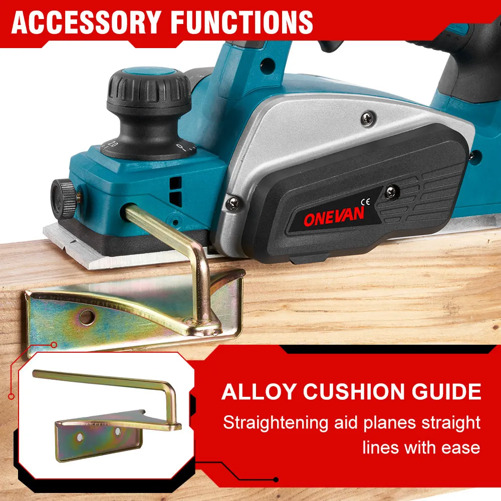 ONEVAN 18V Handheld Cordless Electric Planer Woodworking Tool | For Makita 18V Battery