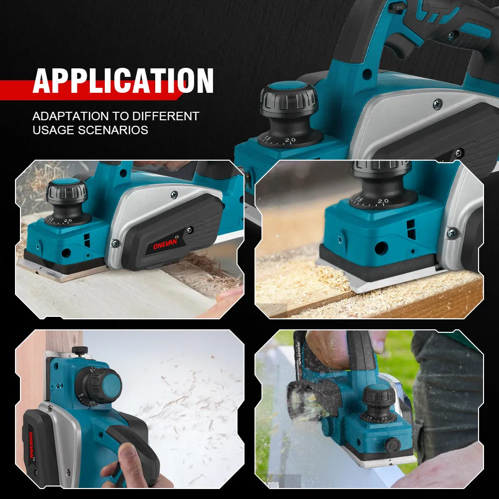 ONEVAN 18V Handheld Cordless Electric Planer Woodworking Tool | For Makita 18V Battery