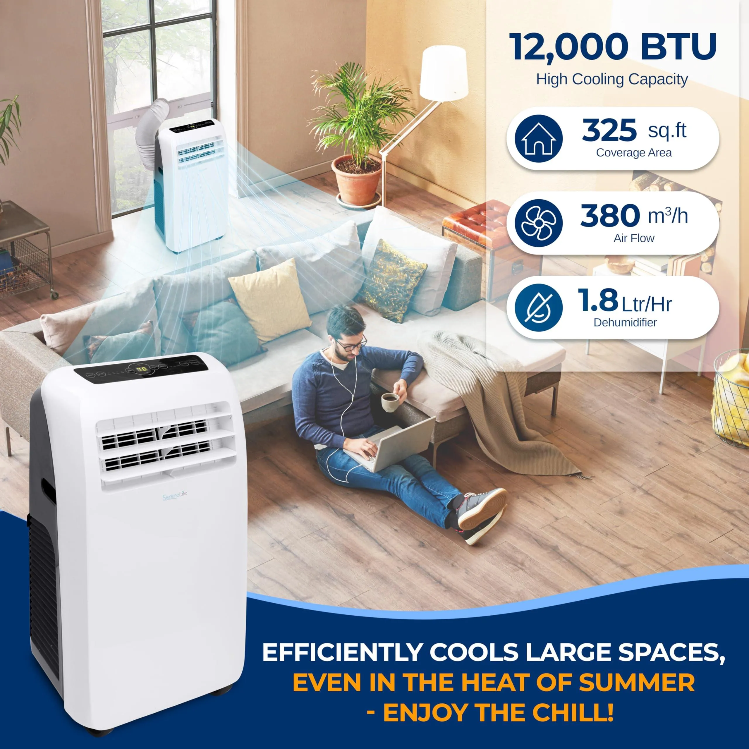 Portable Air Conditioner Compact Home AC Cooling Unit With Built-In Dehumidifier & Fan.