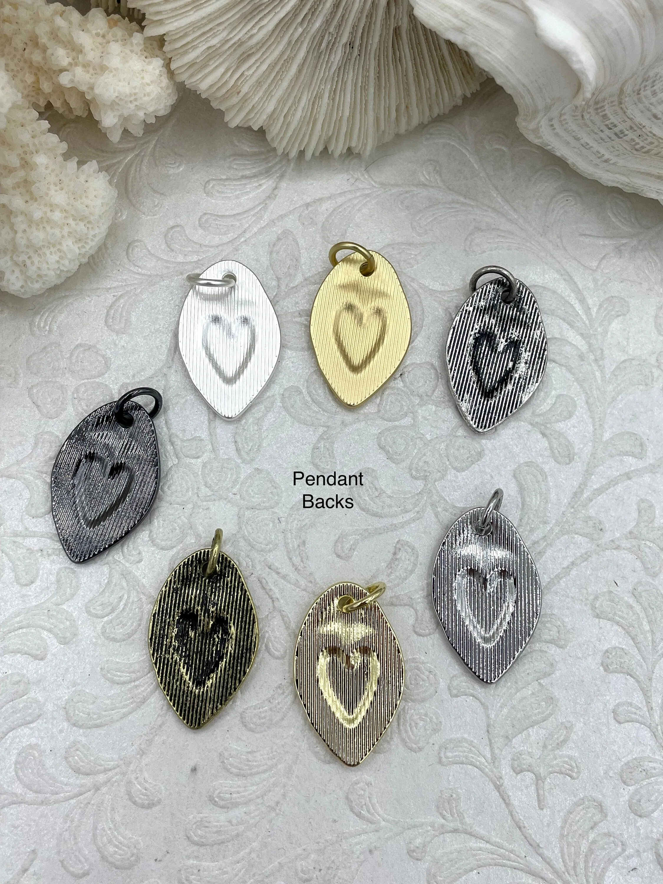 Sacred Heart Pendant, Sacred Heart Charm, Love Charm, Religious Charm 7 finishes, 28mm x 18mm, 2mm thick, Plated Zinc Alloy Heart, Fast Ship