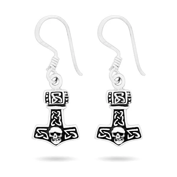 Small Mjolnir Earrings - Sterling Silver