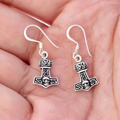 Small Mjolnir Earrings - Sterling Silver